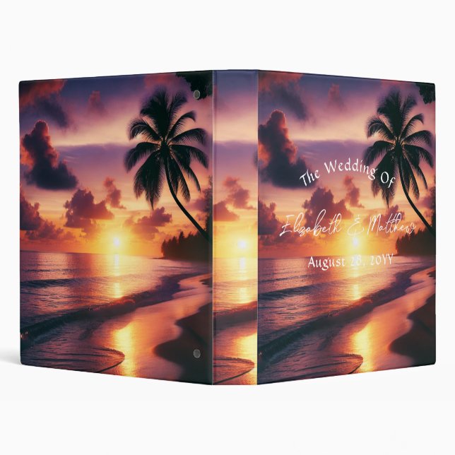 Classeur Mariage romantique sur la plage de coucher de sole (Arrière-plan)