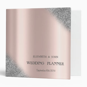 Classeur Mariage Rose Gold Ombre Paillettes Argentées