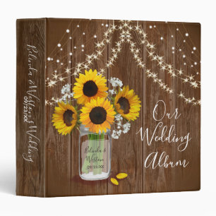Classeur Mariage rustique Mason Jar Sunflower Babys Respire