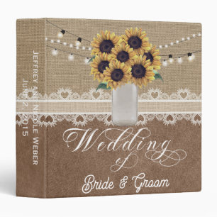 Classeur Mariage rustique Tournesol Mason Jar Album 3 Ri