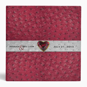 Classeur Mariage simili cuir d'autruche rouge chic