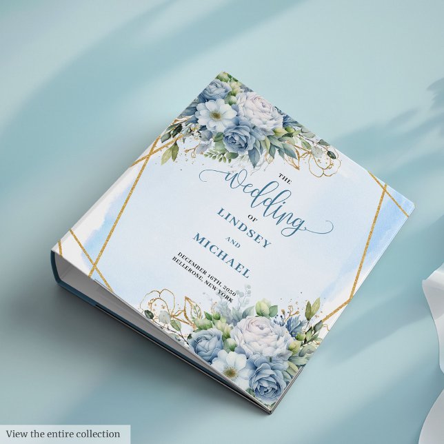 Classeur Mariage simple Dusty Blue Greenery Gold Parties sc (Simple Dusty Blue Greenery Gold Glitter Wedding Book)