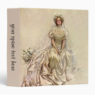 Classeur Mariée victorienne vintage, Portrait nuptial antiq
