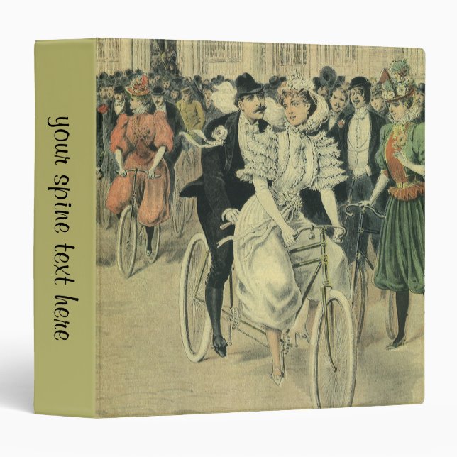 Classeur Mariés de mariage victorien sur bicyclette (Devant/Côté)