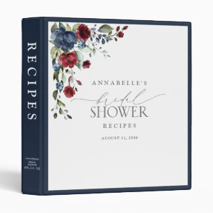 Classeur Marine Bleu Bourgogne Floral Aquarelle Douche Rece