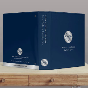 Classeur Marine Bleu & Silver Logo Entreprise Promotion