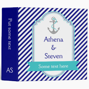 Classeur Marine bleu, wedding planner nautique à ancre aqua