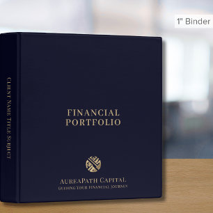 Classeur Marine Blue Gold Financial Portfolio
