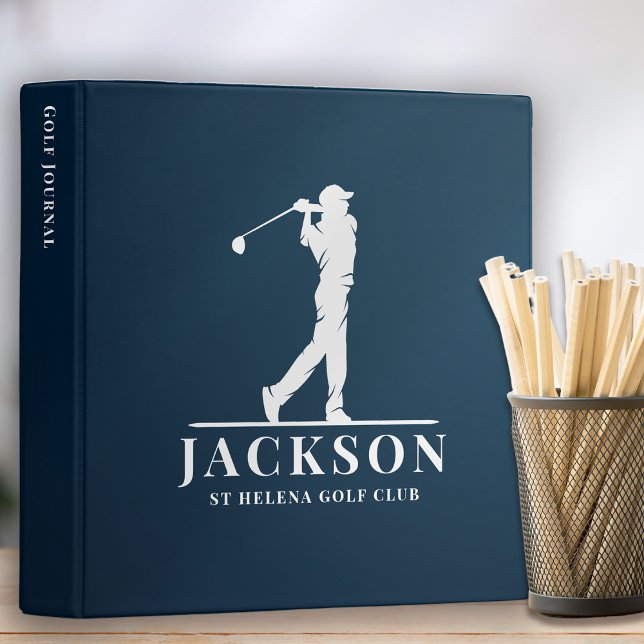 Classeur Marine Blue Personnalisé Monogram Golf Journal (Créateur téléchargé)