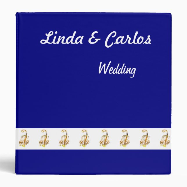 Classeur Marine, or et wedding planner ou livre d'invité (Devant)