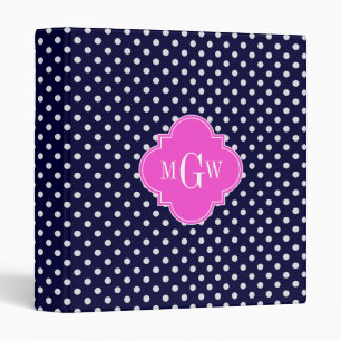 Classeur Marine What Polka Point Hot Pink Quatrefoil 3 Mono