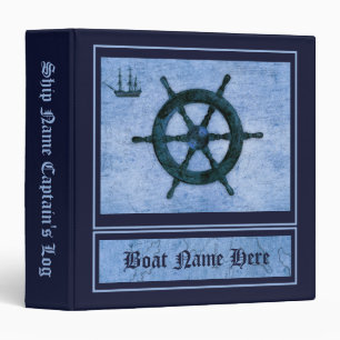 Classeur Marine Wood Helm Vintage Capitaine's Blue Log