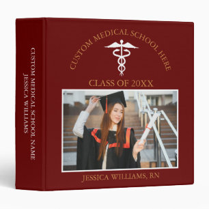Classeur Maroon Gold Médicale School Graduate Album photo