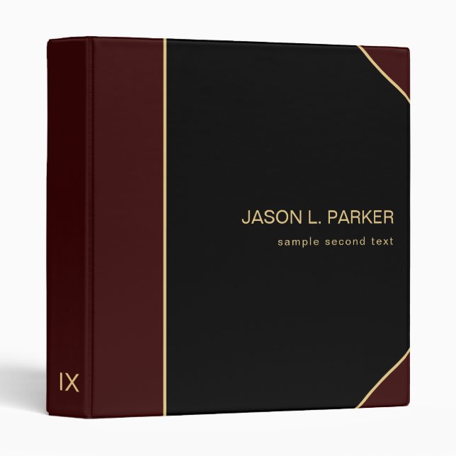 Classeur Maroon Rouge Et Noir (Devant/Côté)