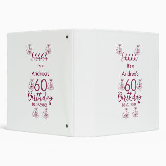 Classeur Marron blanc mauve montre nom floral 60e anniversa