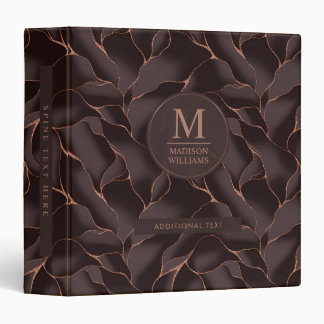 Classeur Marron Chocolat & Or Rose Motif Vague Abstrait