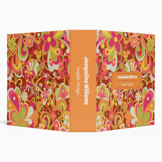 Classeur Marron Groovy années 60 70 Floral Swirls II