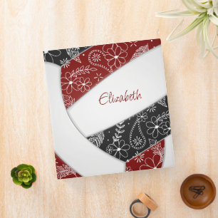 Classeur marron noir w motif floral girly volleyball