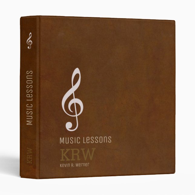 classeur marron vieilli pour les sujets musicaux (Devant/Côté)