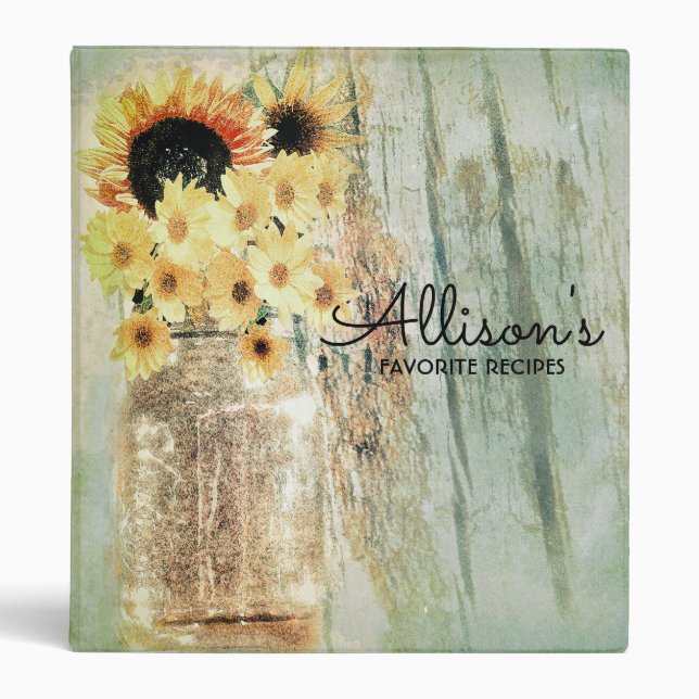 Classeur Mason Jar aux tournesols (Devant)