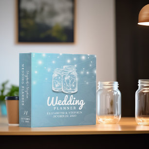 Classeur Mason Jar Chaîne Lumière Wedding planner Fleur Ble