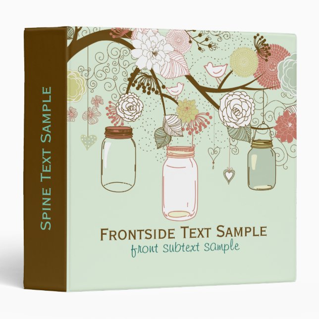 Classeur Mason Jar et Mariage de fleurs rétro (Devant/Côté)