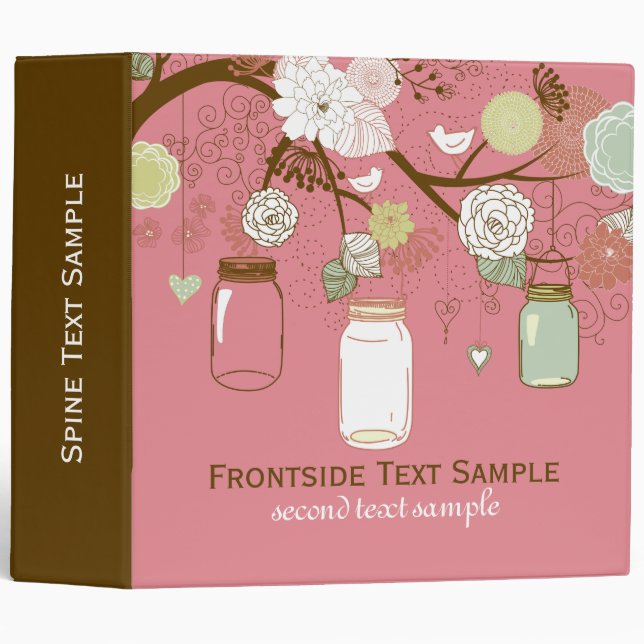 Classeur Mason Jar & Fleurs Rétro Fête des mariées 2 (Devant/Côté)