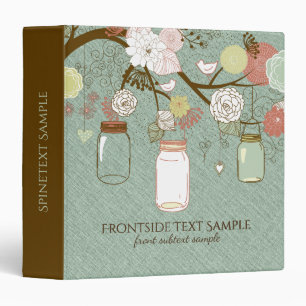 Classeur Mason Jar & Fleurs Rétro Lin Vert