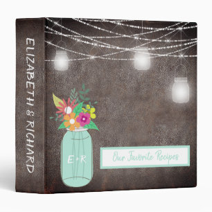 Classeur Mason Jar Mariage Rustique Cuir Recettes favorites