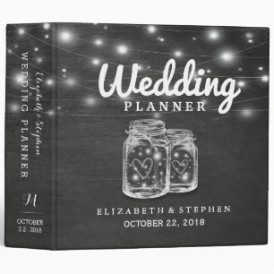 Classeur Mason Jar String Lights Chalkboard Wedding planner