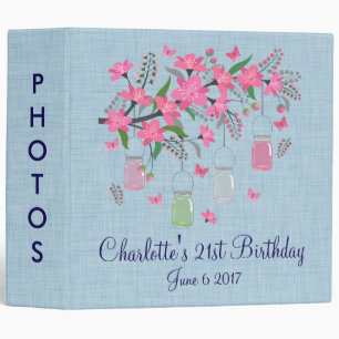 Classeur Mason jarres et jolies fleurs Anniversaire Album p