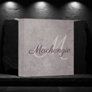 Classeur Matte de quartz rose   Monogramme rose Dusty Mauve