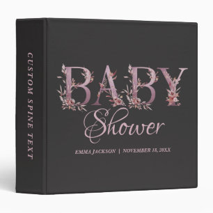 Classeur Mauve Rose Élégant Floral Chic Fille Baby Shower