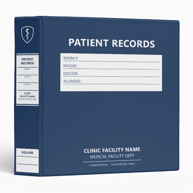 Classeur Medical Professional Clinic Blue Patient Records 3 (Devant/Côté)