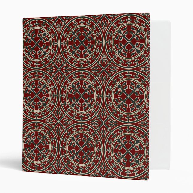 Classeur Médiévale Rouge Vert Beige Wreath Feuille Romane (Devant/intérieur)