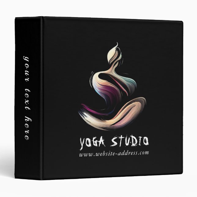 Classeur Méditation Yoga Instructeur Lotus Pose Brush Strok (Devant/Côté)