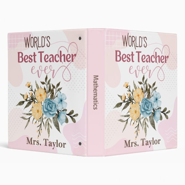 Classeur Meilleur enseignant du monde jamais floral personn (Arrière-plan)