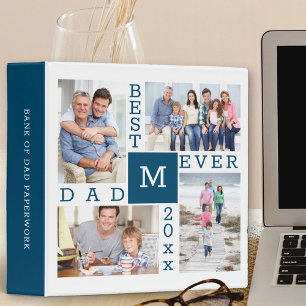 Classeur Meilleur papa Ever 4 photo Collage bleu et blanc