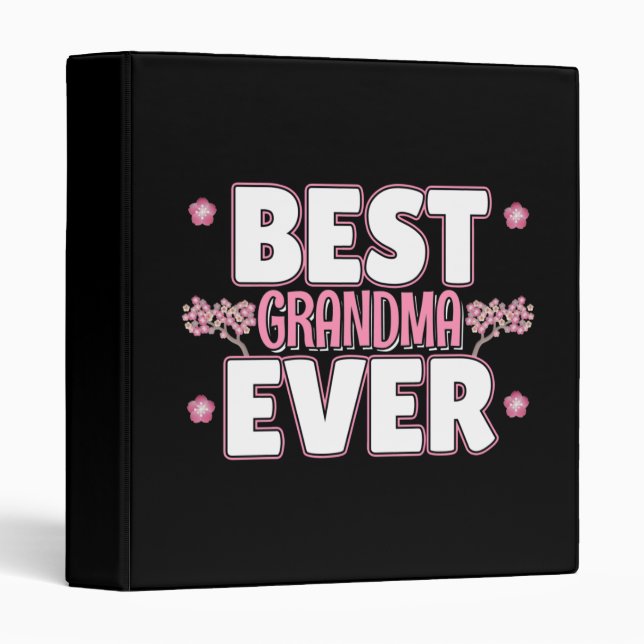 Classeur Meilleure grand-mère jamais - Fleurs de cerisiers  (Devant/Côté)