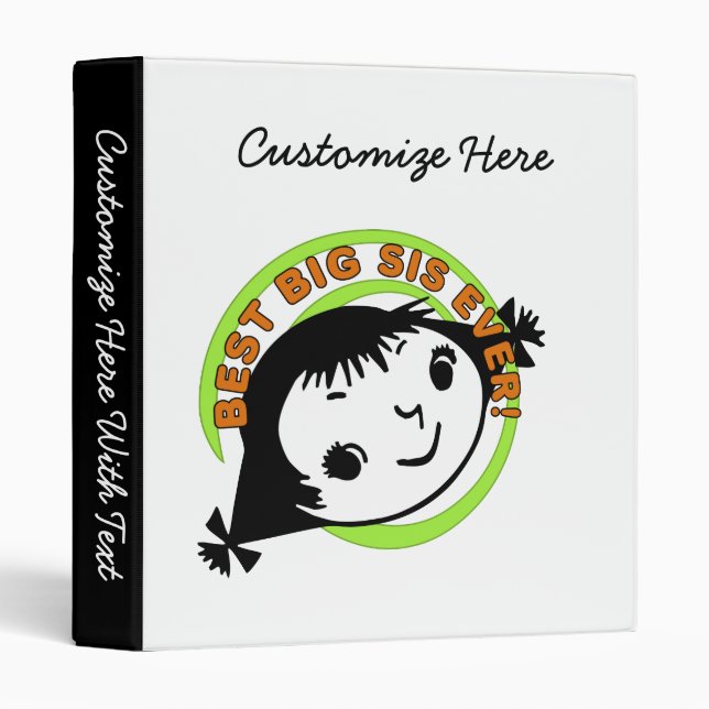 Classeur Meilleure grande soeur jamais rétro (Devant/Côté)