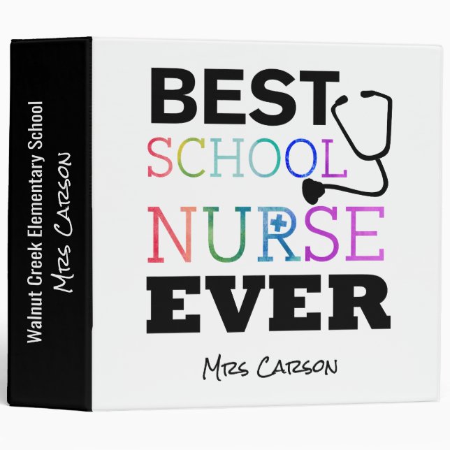 Classeur Meilleures notes personnalisées d'infirmière (Devant/Côté)