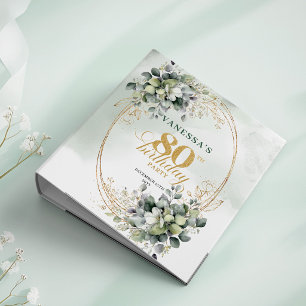 Classeur Mémoire d'anniversaire 80 ans aquarelle verte or