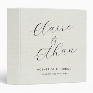 Classeur Mémoire de Mère de la Mariée en Lin Ivory avec Écr