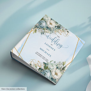 Classeur Mémoire Mariage Boho Dusty Blue Floral Eucalyptus
