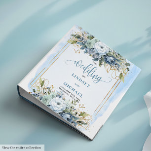 Classeur Mémoire Mariage classique Dusty Blue Botanical Gol