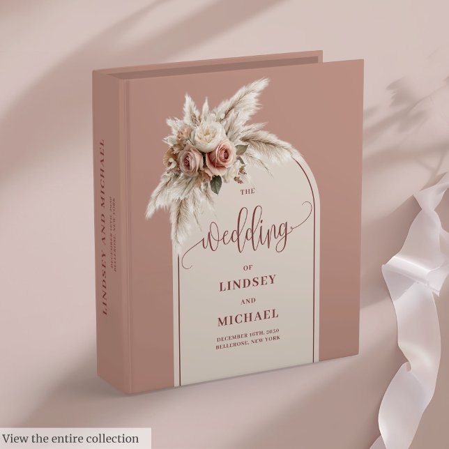 Classeur Mémoire mariage de pampas rose rouille (Sophisticated dusty pink pampas wedding memory album

)