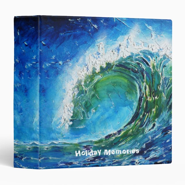 Classeur Mer d'océan de vague de peinture à l'huile de (Devant/Côté)