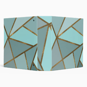Classeur Mer Turquoise Vert Bleu & Bronze Géométrique Mo