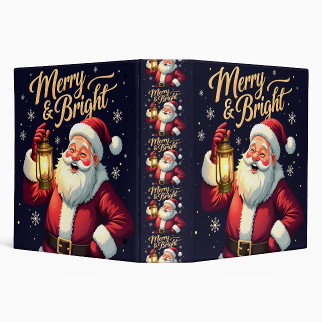 Classeur Merry Bright Santa Holding Lantern Illustration (Arrière-plan)