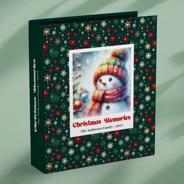 Classeur Merry snowy Christmas snowman personalized kids  (Merry snowy Christmas snowman personalized kids binder)